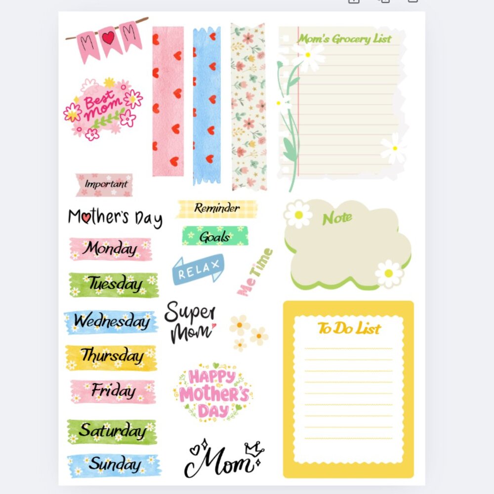 Handmade Mother's Day Themed Planner Stickers, journal, Calendar, organize